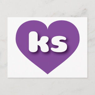 Postal Corazón morado de Kansas - Amo a los