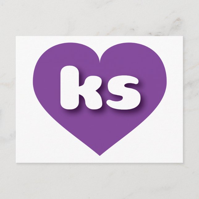 Postal Corazón morado de Kansas - Amo a los (Anverso)