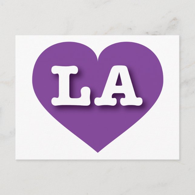 Postal Corazón morado de LA - Amo LA (Anverso)