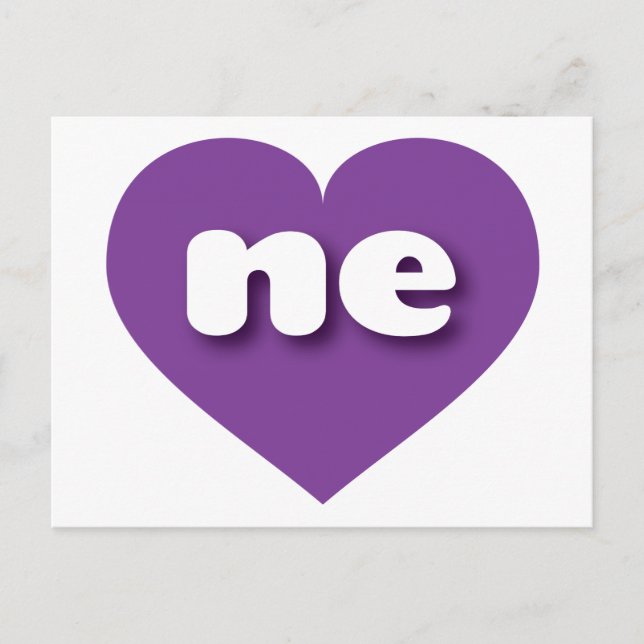 Postal Corazón morado de Nebraska - Amo Nv (Anverso)
