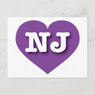 Postal Corazón morado de Nueva Jersey - Amo NJ