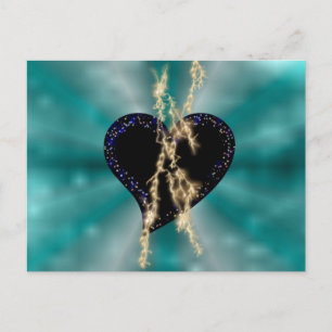 Postal Corazón negro con aroma y estrellas en arcoiris