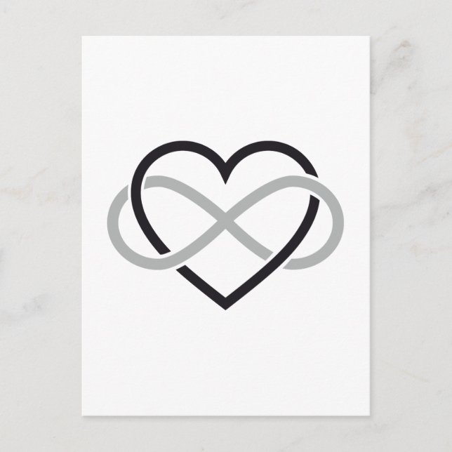 Postal Corazón negro con signo de infinito (Anverso)