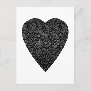 Postal Corazón negro. Diseño de Corazón con Patrones.