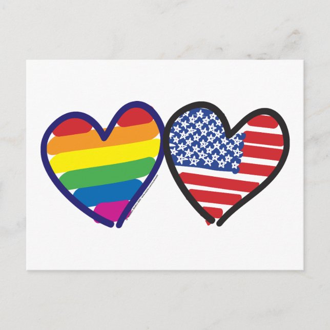 POSTAL CORAZÓN-ORGULLO GAY-Y-BANDERA (Anverso)