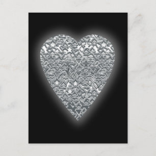 Postal Corazón. Patrón gris claro impreso y gris medio.