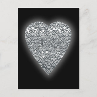 Postal Corazón. Patrón gris claro impreso y gris medio.