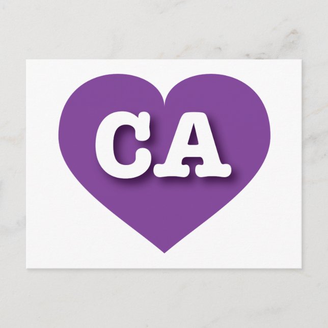 Postal Corazón Púrpura de California - Amo CA (Anverso)