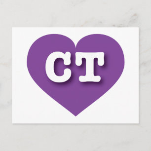 Postal Corazón púrpura de Connecticut - Amo el CT