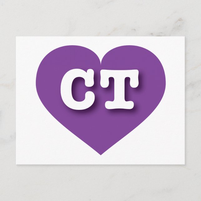 Postal Corazón púrpura de Connecticut - Amo el CT (Anverso)