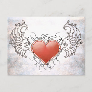 Postal Corazón rojo Angélico Crystal