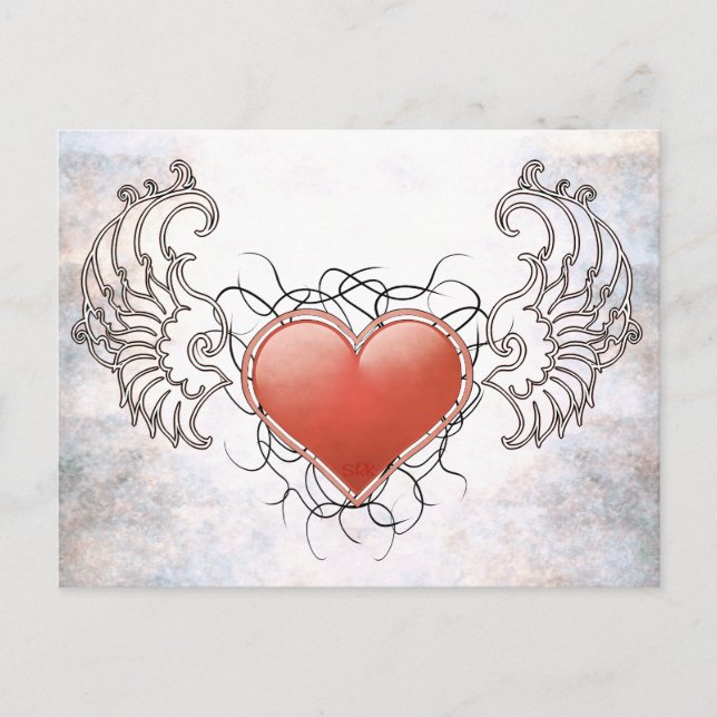 Postal Corazón rojo Angélico Crystal (Anverso)