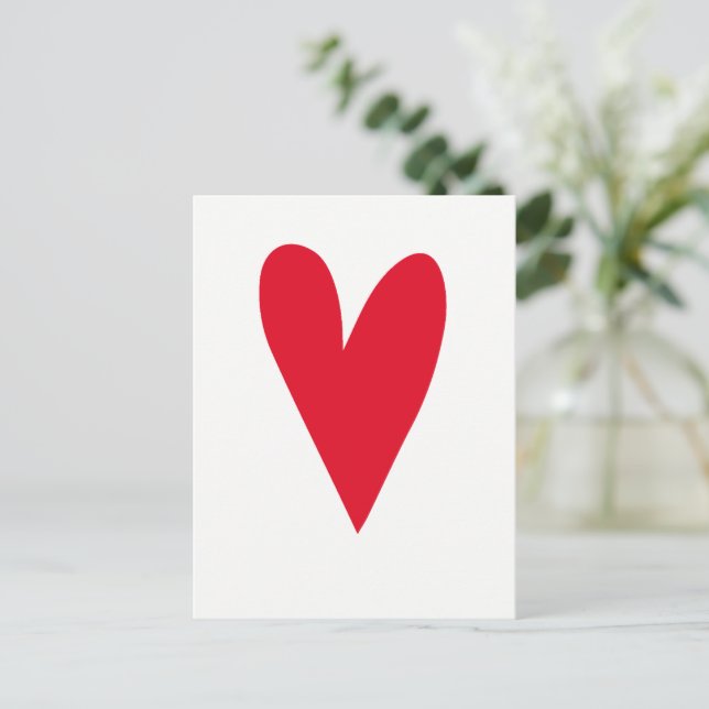 Postal Corazón Rojo Bonito (Anverso de pie)