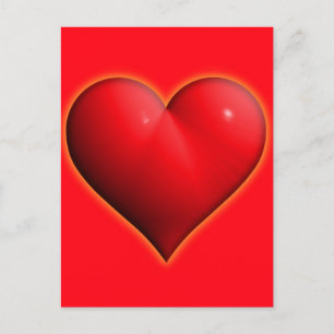 Postal Corazón Rojo Brillante 3-D