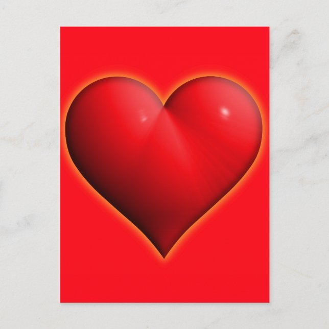Postal Corazón Rojo Brillante 3-D (Anverso)