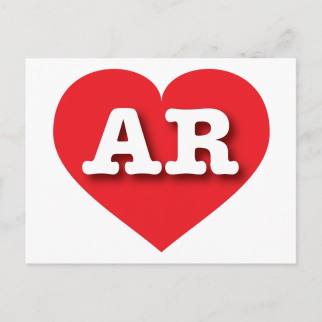Postal Corazón Rojo de Arkansas - Amo AR (Anverso)