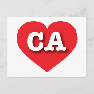Postal Corazón Rojo de California - Amo CA