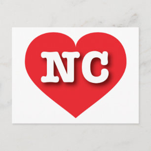 Postal Corazón Rojo de Carolina del Norte - Amo NC