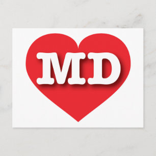 Postal Corazón Rojo de Maryland - Amo el MD