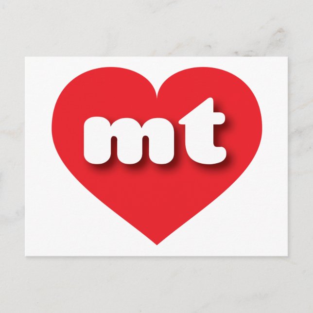 Postal Corazón rojo de Montana - Me encanta el mt (Anverso)