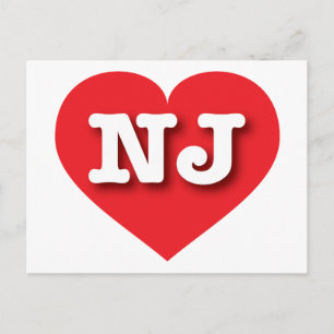 Postal Corazón Rojo de Nueva Jersey - Amo NJ