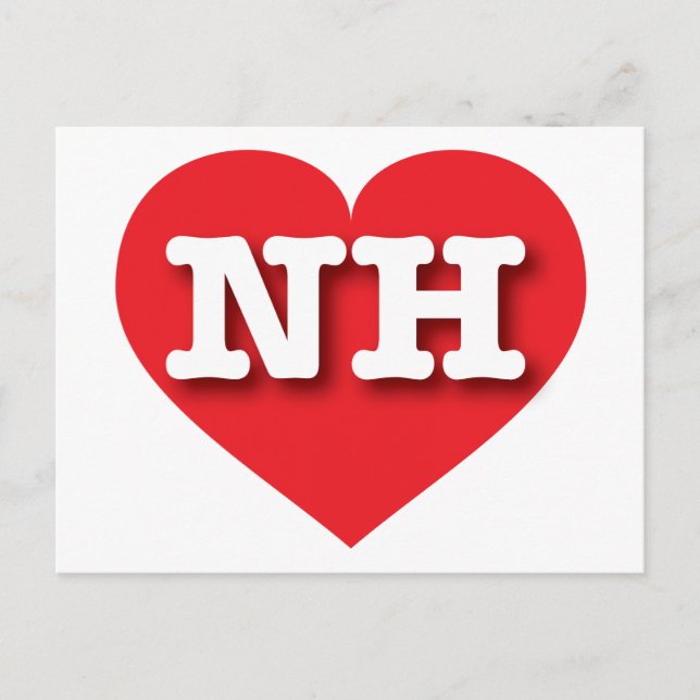 Postal Corazón Rojo de Nuevo Hampshire - Amo NH (Anverso)