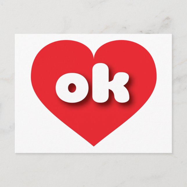 Postal Corazón rojo de Oklahoma - Amo ok (Anverso)