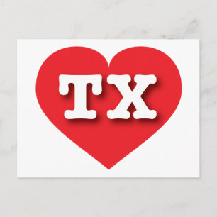 Postal Corazón Rojo de Texas - Amo Texas