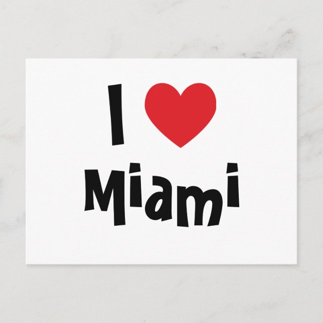Postal Corazón Rojo Negro y Blanco Me encanta Miami (Anverso)