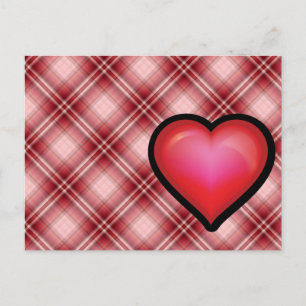 Postal Corazón rojo plaid