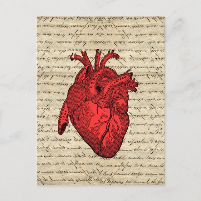 Postal Corazón rojo vintage (Anverso)