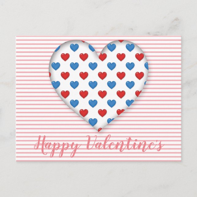 Postal Corazón rojo y azul (Anverso)