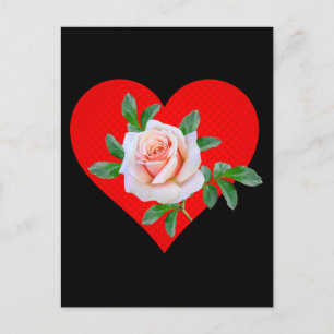 POSTAL CORAZÓN ROJO Y ROSA PARA DÍA DE SAN VALENTÍN