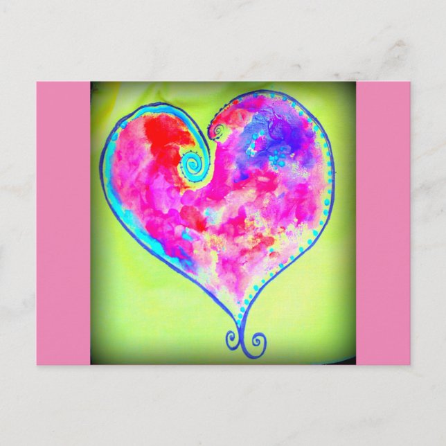 Postal corazón rosa agitado (Anverso)