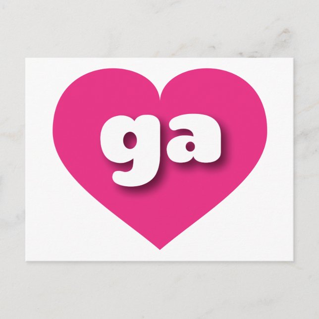 Postal Corazón rosa caliente de Georgia - Amo ga (Anverso)