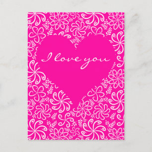 Postal Corazón rosa con flores Postcard