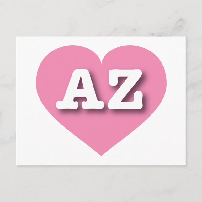 Postal Corazón rosa de Arizona - Amo AZ (Anverso)