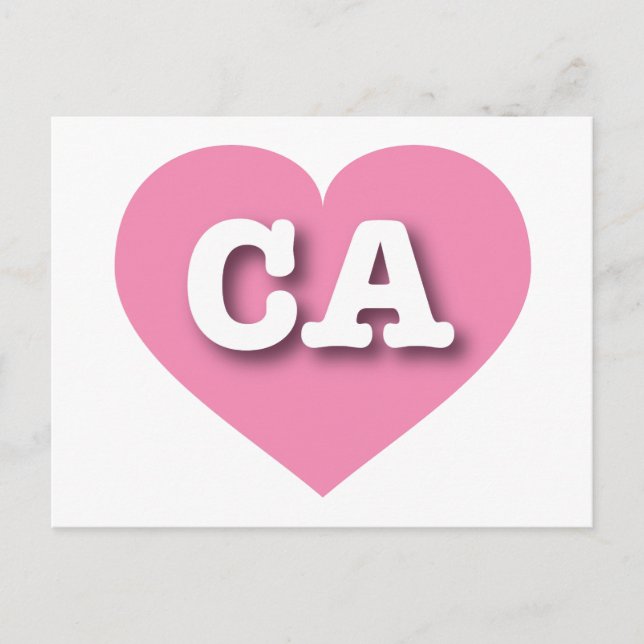 Postal Corazón Rosa de California - Amo CA (Anverso)