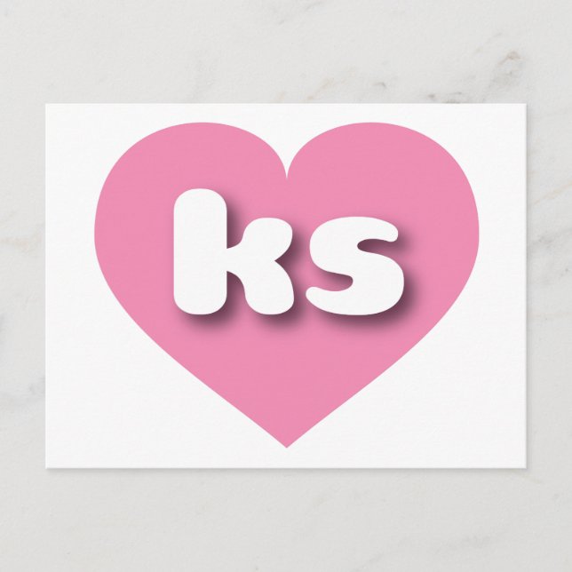 Postal Corazón rosa de Kansas - Amo a los (Anverso)