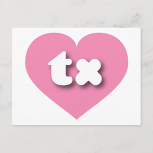 Postal Corazón rosa de Texas - Me encanta el tx