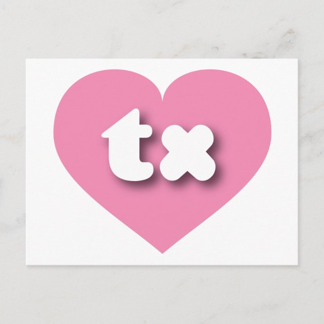 Postal Corazón rosa de Texas - Me encanta el tx (Anverso)