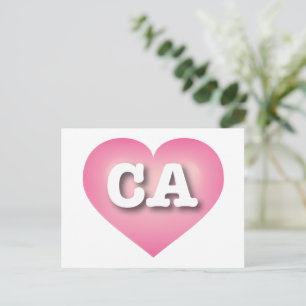 Postal Corazón rosa desvanecido de California - Amo CA