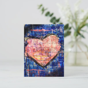 Postal Corazón Rosa en Arte de Medios Mixtos Azul