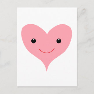 Postal Corazón rosa feliz