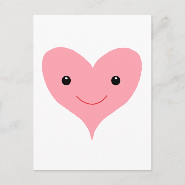 Postal Corazón rosa feliz (Anverso)