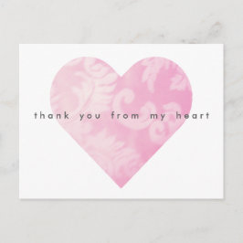 Postal Corazón Rosa Gracias Personalizable Postcard