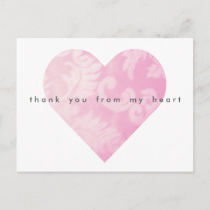 Postal Corazón Rosa Gracias Personalizable Postcard
