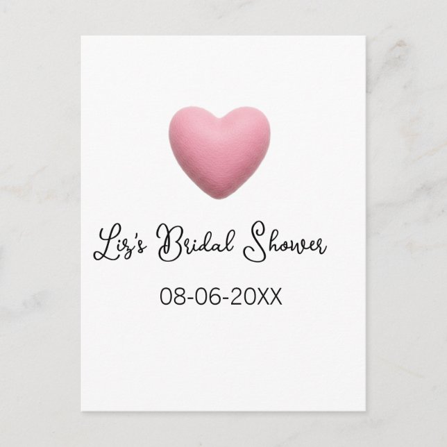 Postal Corazón rosa pastel retro fecha de despedida de so (Anverso)