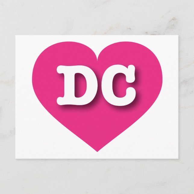 Postal Corazón rosado caliente DC - Amo DC (Anverso)