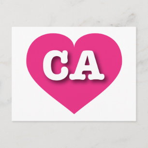 Postal Corazón rosado caliente de California - Amo CA